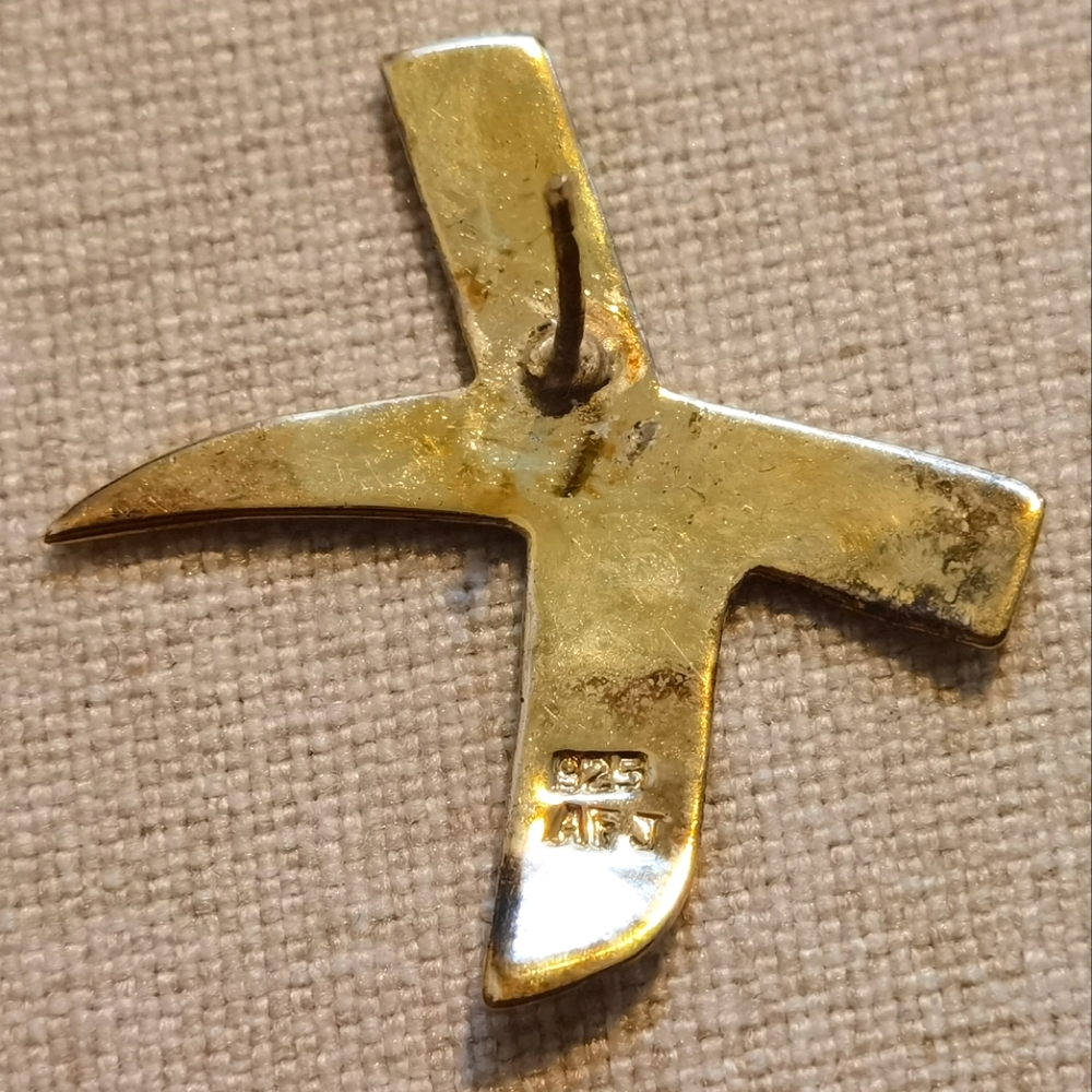 AFJ gold plated 925 silver X shape Earrings